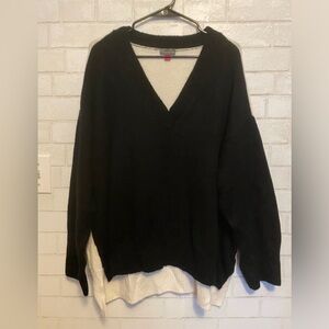 VINCE CAMUTO Women’s Plus Sweater Size 3X Rich Black White